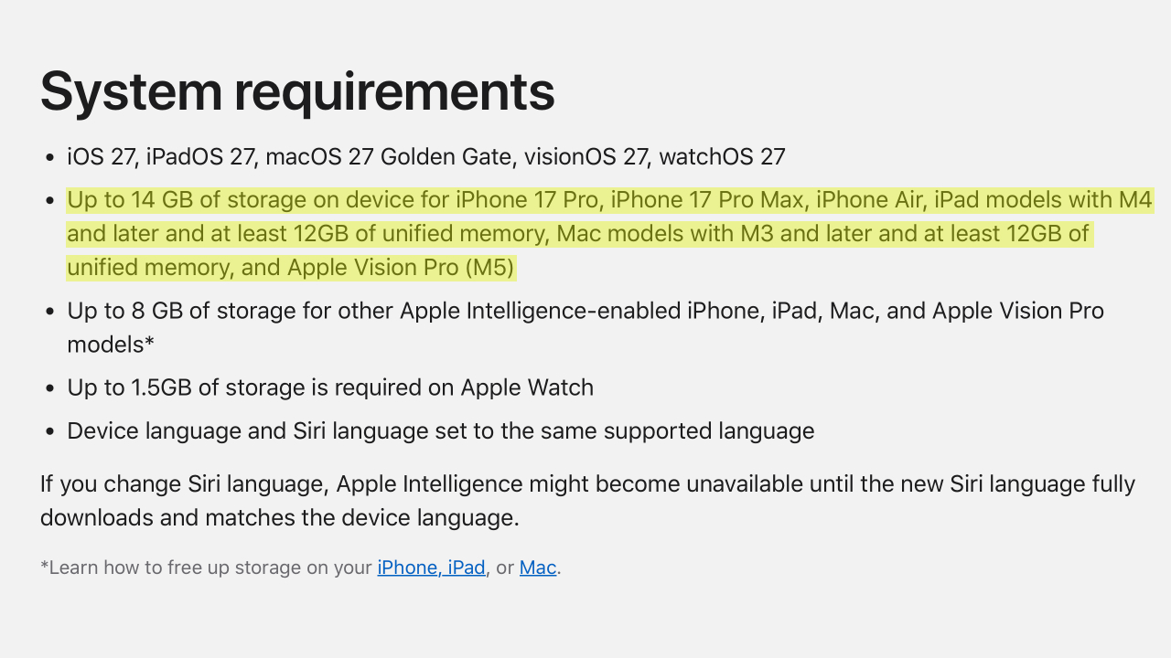 Apple Intelligence в iOS 27 теперь надо до 14 ГБ для хранения локальных моделей - 2